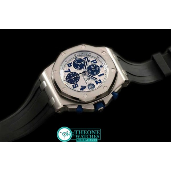 Audemars Piguet - Royal Oak Chronograph SS/RU Wht/Blu A-7750 Sec@12