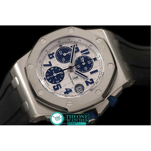 Audemars Piguet - Royal Oak Chronograph SS/RU Wht/Blu A-7750 Sec@12