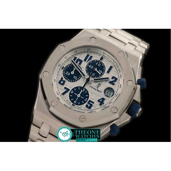 Audemars Piguet - Royal Oak Chronograph SS/SS White Blue A-7750 Sec@12