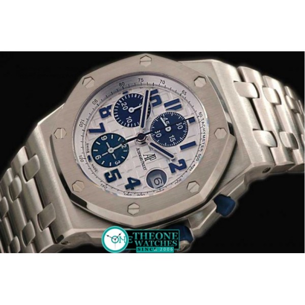 Audemars Piguet - Royal Oak Chronograph SS/SS White Blue A-7750 Sec@12