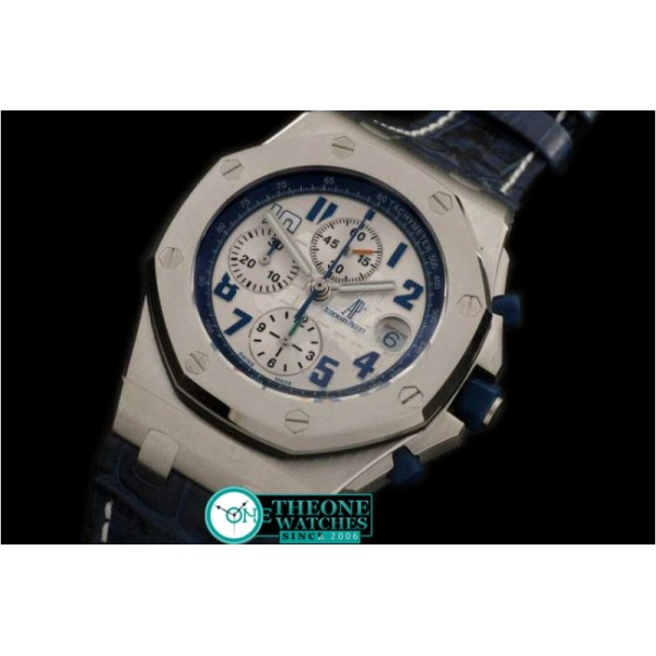 AUDEMARS PIGUET - Royal Oak Chronograph SS/LE Wht/Blue A-7750 Sec@12