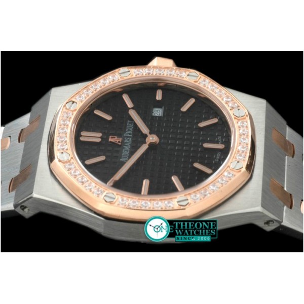 Audemars Piguet - Royal Oak Ladies SS/RG Black S-Qtz