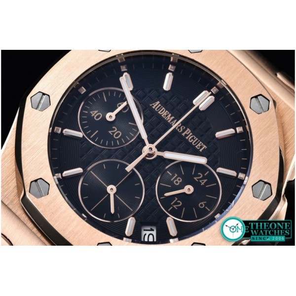 Audemars Piguet - Royal Oak Ladies Chronograph RG/RU Black VK Qtz