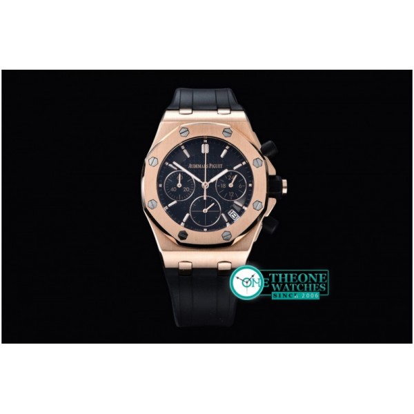 Audemars Piguet - Royal Oak Ladies Chronograph RG/RU Black VK Qtz