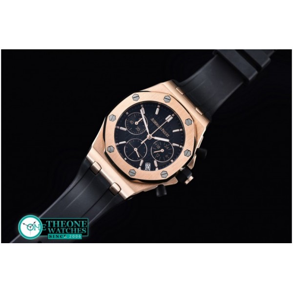 Audemars Piguet - Royal Oak Ladies Chronograph RG/RU Black VK Qtz