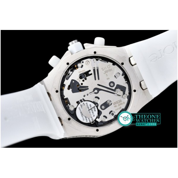 Audemars Piguet - Royal Oak Ladies Chrono SS/RU Wht Stk Diam Bez VK64