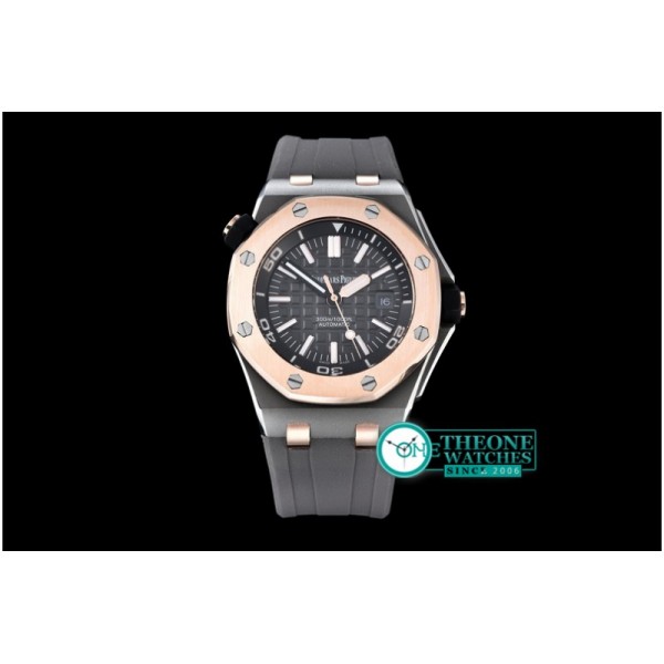 Audemars Piguet - Royal Oak Diver SS/RU RG Bez Black JHF A2813 Mod3120