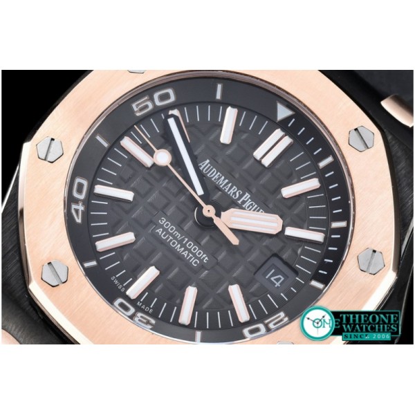 Audemars Piguet - Royal Oak Diver PVD/RU RG Bez Black JHF A2813 Mod3120