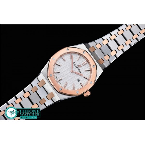 Audemars Piguet - Royal Oak Ladies 33mm RG/SS Wht JF Swiss ETA Quartz