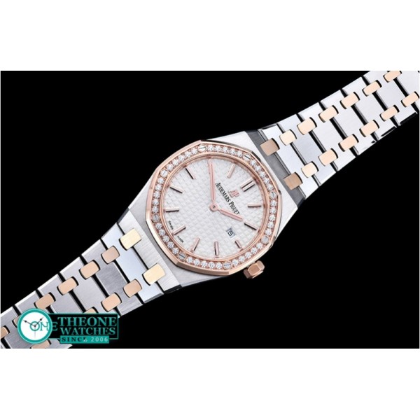 Audemars Piguet - Royal Oak Ladies 33mm Diams RG/SS Wht JF Swiss Quartz