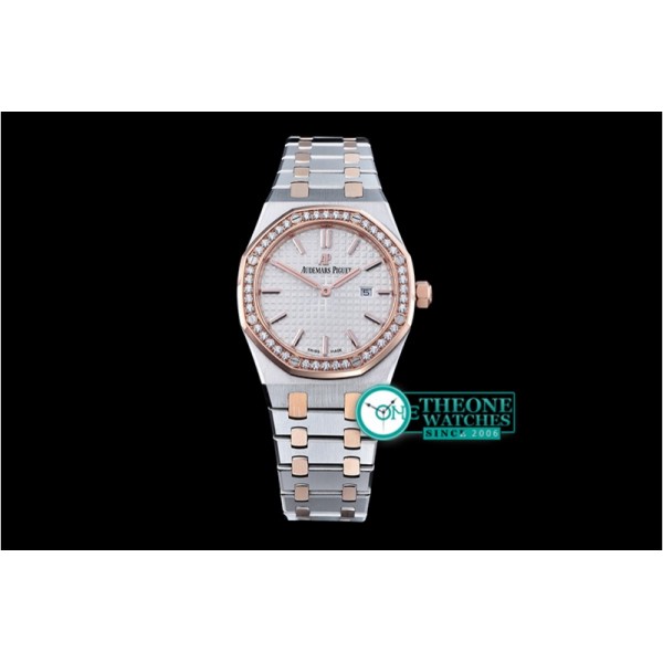 Audemars Piguet - Royal Oak Ladies 33mm Diams RG/SS Wht JF Swiss Quartz