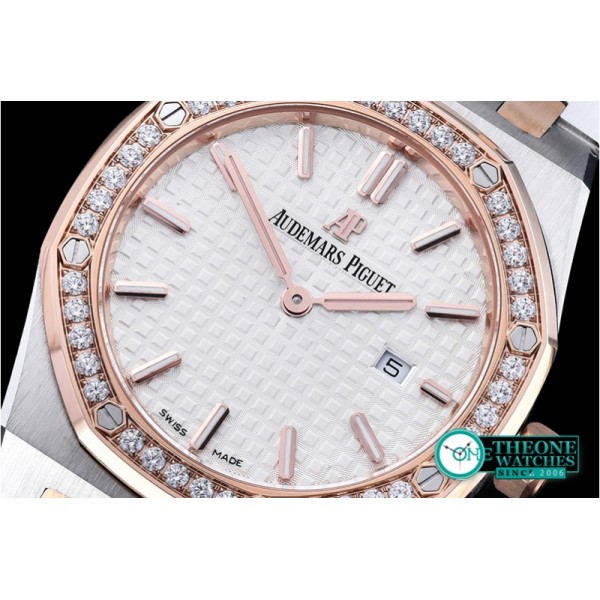 Audemars Piguet - Royal Oak Ladies 33mm Diams RG/SS Wht JF Swiss Quartz