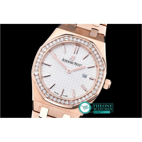 Audemars Piguet - Royal Oak Ladies Diams 33mm RG/RG Wht JF Swiss Quartz