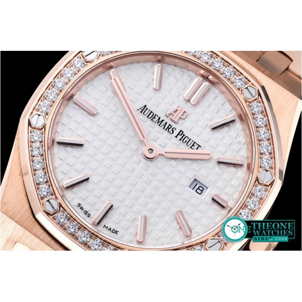 Audemars Piguet - Royal Oak Ladies Diams 33mm RG/RG Wht JF Swiss Quartz