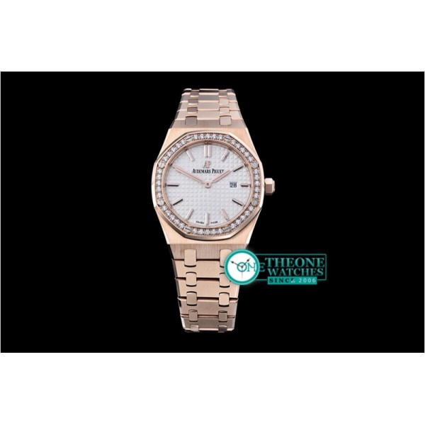 Audemars Piguet - Royal Oak Ladies Diams 33mm RG/RG Wht JF Swiss Quartz