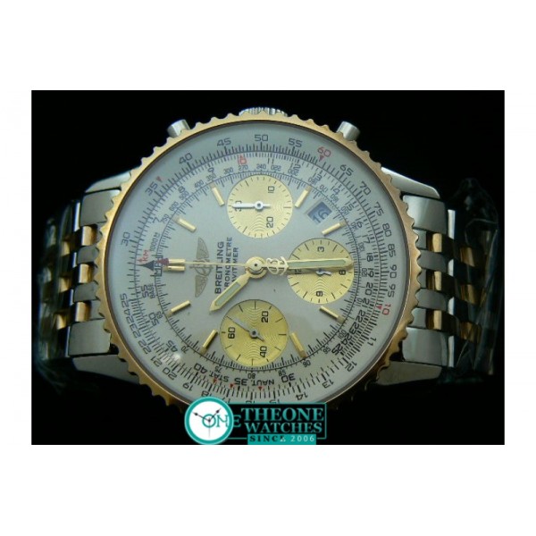 BREITLING NAVITIMER 2 TONE WHITE DIAL STICKS CHRONOS 28800BPH