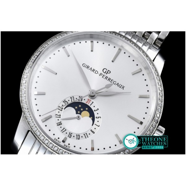 GIRARD-PERREGAUX - 1966 Full Calendar SS/SS White Diam M-9015