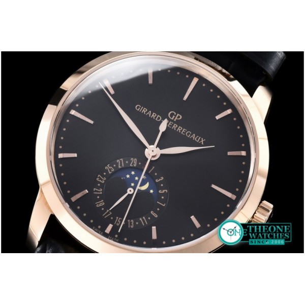 GIRARD-PERREGAUX -1966 Date-Moonphase RG/LE Black M-9015