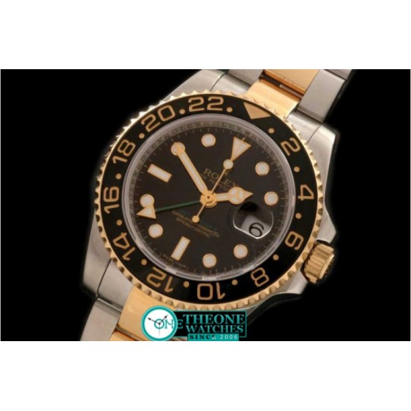 Rolex - SS/YG Anni GMT Black Asia Eta 2836 GMT Hand Ind Ad