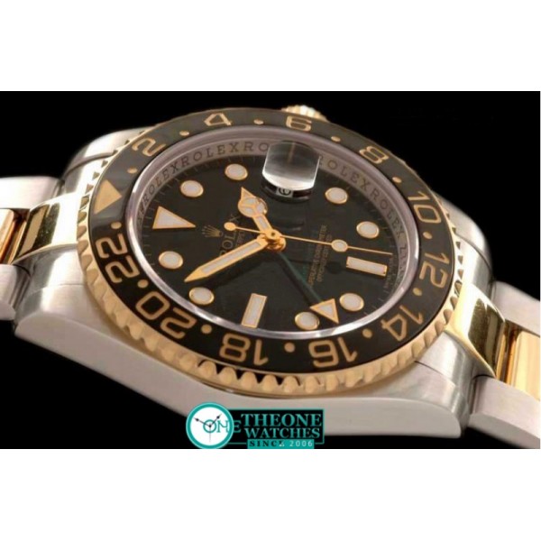 Rolex - SS/YG Anni GMT Black Asia Eta 2836 GMT Hand Ind Ad