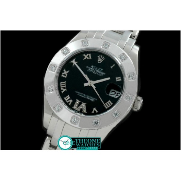 Rolex - SS 12 Diam Bez Black Roman Swiss Eta