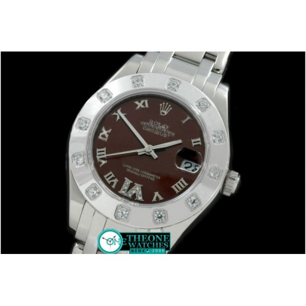 Rolex - SS 12 Diam Bez Brown Roman Swiss Eta