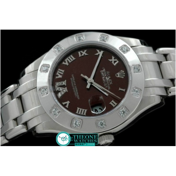 Rolex - SS 12 Diam Bez Brown Roman Swiss Eta