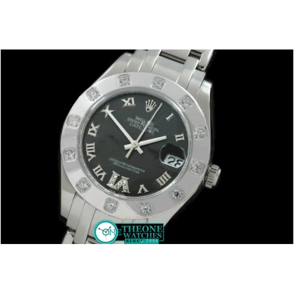 Rolex - SS 12 Diam Bez Black Roman Swiss Eta