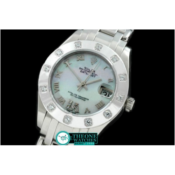 Rolex - SS 12 Diam Bez M-White Roman Swiss Eta