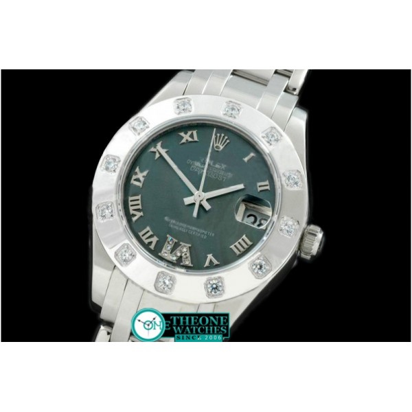 Rolex - SS 12 Diam Bez M-Green Roman Swiss Eta