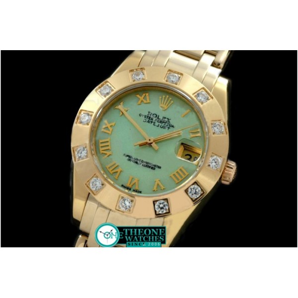 Rolex - FG 12 Diam Bez MOP Green Roman Swiss ETA