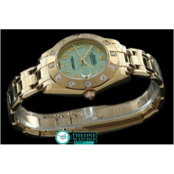 Rolex - FG 12 Diam Bez MOP Green Roman Swiss ETA