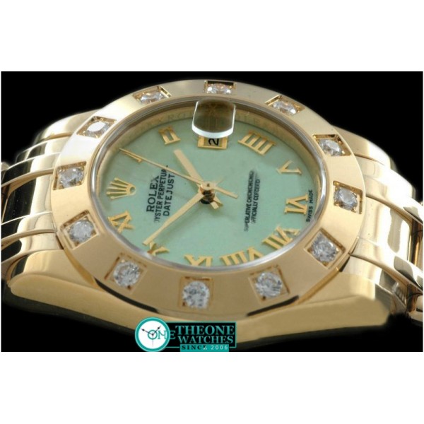 Rolex - FG 12 Diam Bez MOP Green Roman Swiss ETA