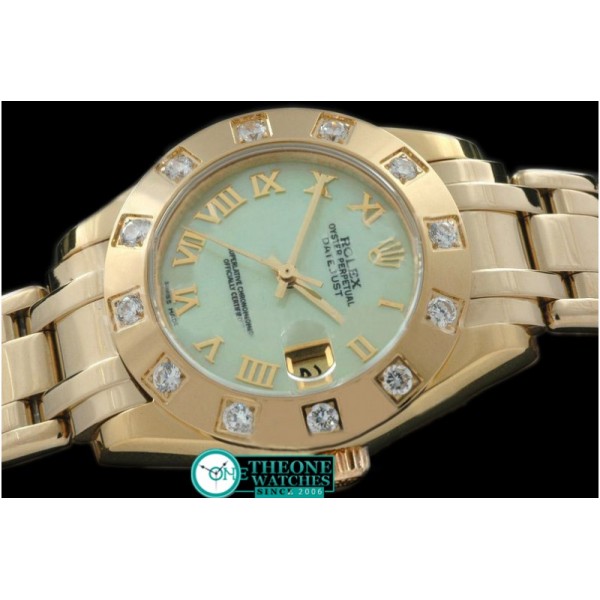 Rolex - FG 12 Diam Bez MOP Green Roman Swiss ETA