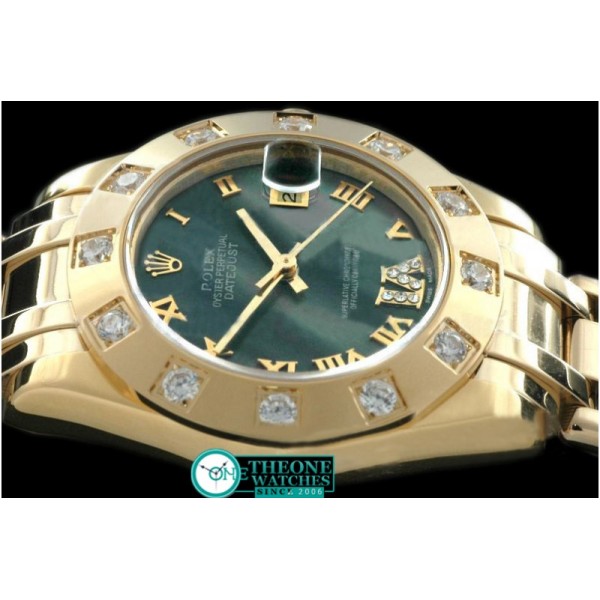 Rolex - FG 12 Diam Bez M-MOP Green Roman Swiss Eta