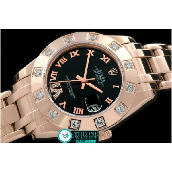 Rolex - FG 12 Diam Bez Black Roman Swiss Eta