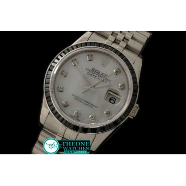 ROLEX - SS MOP Wht Ruby Bez Jubliee Blk Diam Swiss Eta 2836-2