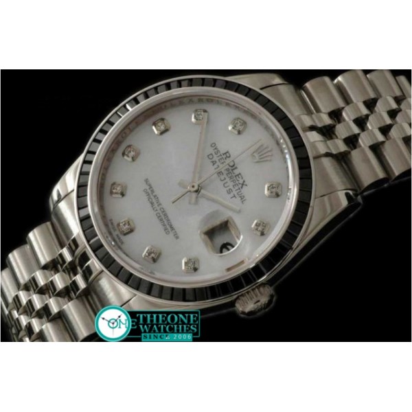 ROLEX - SS MOP Wht Ruby Bez Jubliee Blk Diam Swiss Eta 2836-2