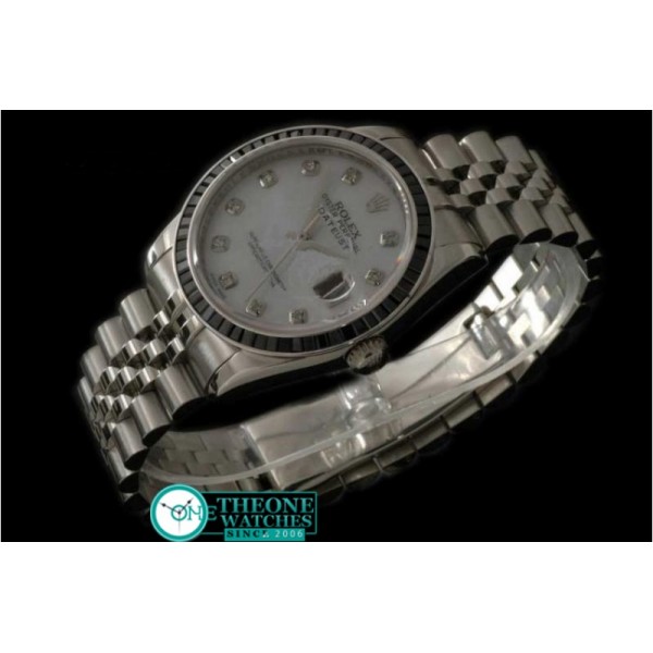 ROLEX - SS MOP Wht Ruby Bez Jubliee Blk Diam Swiss Eta 2836-2