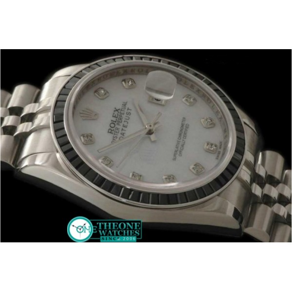 ROLEX - SS MOP Wht Ruby Bez Jubliee Blk Diam Swiss Eta 2836-2