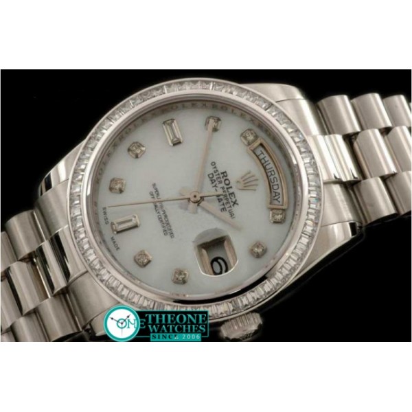 Rolex - SS Sq Cut Diam Bez Pres MOP Wht Diam Swiss Eta 2836-2