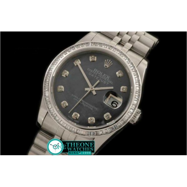 ROLEX - SS MOP Black Diam Sq Cut Bez Jubliee Swiss Eta 2836-2