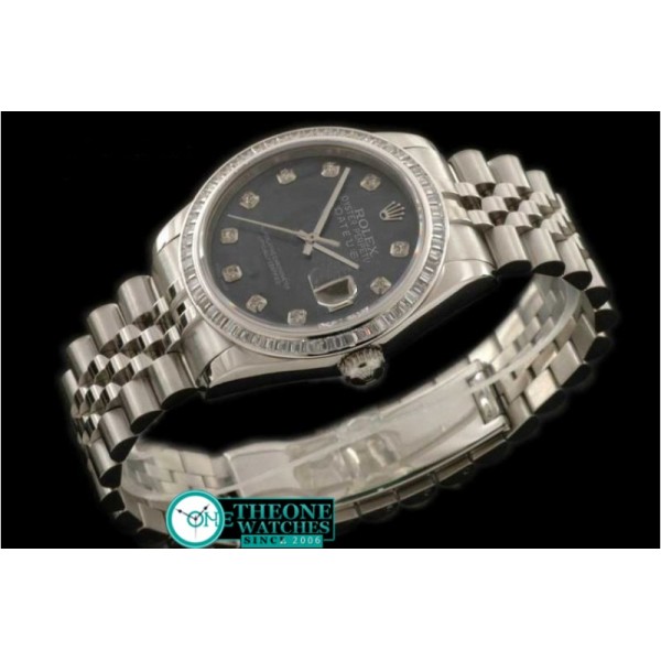 ROLEX - SS MOP Black Diam Sq Cut Bez Jubliee Swiss Eta 2836-2