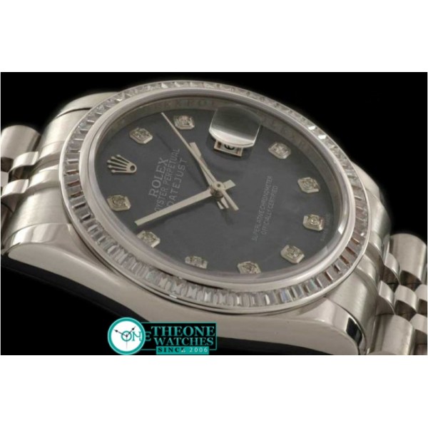 ROLEX - SS MOP Black Diam Sq Cut Bez Jubliee Swiss Eta 2836-2