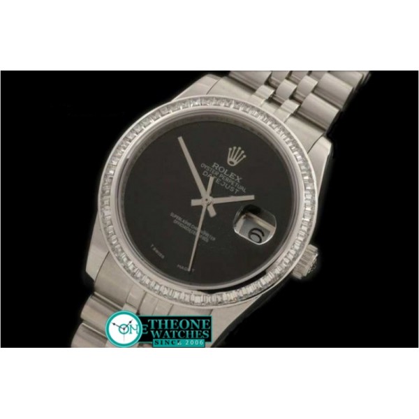 ROLEX - SS Sq Cut Bez Jubliee Blk Pearl Swiss Eta 2836-2