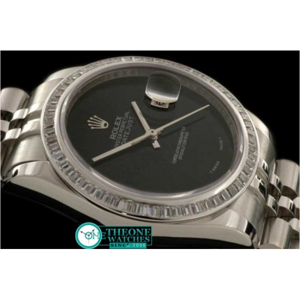 ROLEX - SS Sq Cut Bez Jubliee Blk Pearl Swiss Eta 2836-2