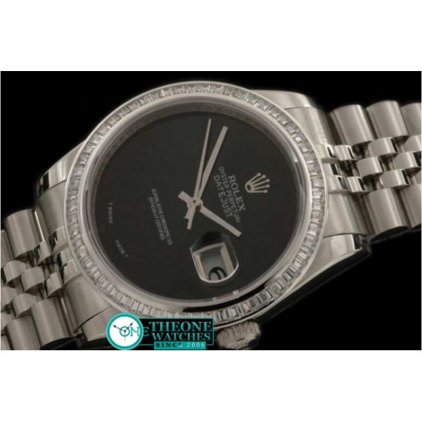 ROLEX - SS Sq Cut Bez Jubliee Blk Pearl Swiss Eta 2836-2