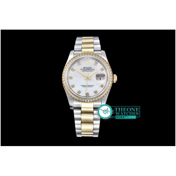 Rolex - DateJust Mens 36mm YG/SS White MOP Diam BP Asia 2836