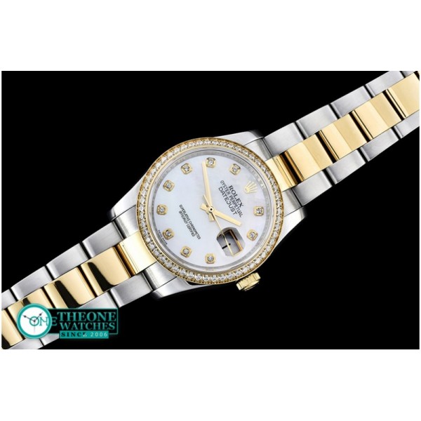 Rolex - DateJust Mens 36mm YG/SS White MOP Diam BP Asia 2836