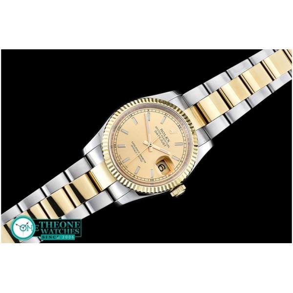 Rolex - DateJust Midsize 31mm YG/SS Gold Sticks BP Asia 2836